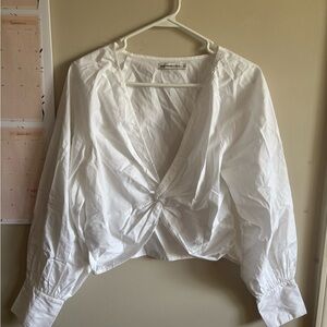 Abercrombie & Fitch White Twist-Knot V-Neck Blouse